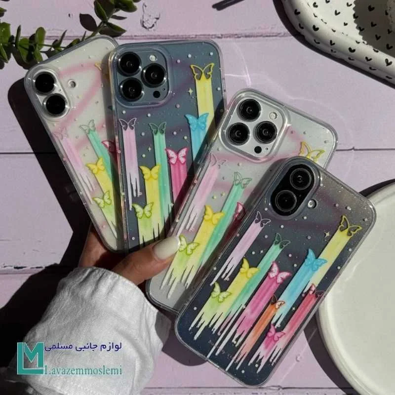 قاب گوشی پروانه رنگین کمونی