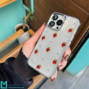 قاب گوشی شفاف اکلیلی مدل توت فرنگی