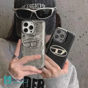 قاب گوشی دیزل در رنگ‌های نقره‌ای و مشکی چرمی
