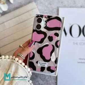قاب گوشی طرح پلنگی صورتی و مشکی