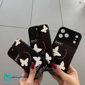 قاب فانتزی آیفون طرح سه پروانه مشکی کد C2084 | لوازم جانبی مسلمی