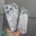 قاب گوشی فانتزی کیتی با پاپیون نگین‌دار