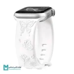 بند اپل واچ سیلیکونی طرح گل و پروانه