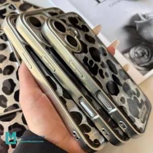 قاب گوشی دور کروم پلنگی مشکی کد C3080 | لوازم جانبی مسلمی