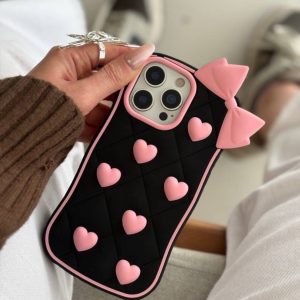 قاب سیلیکونی پاپیون و قلب صورتی کد C3152