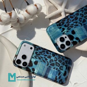 قاب گوشی پلنگی آبی فیروزه ای