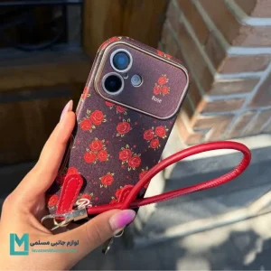 قاب گوشی midnight rose کدC3104 | لوازم جانبی مسلمی - لوازم جانبی مسلمی قاب گوشی چرمی طرح گل رز