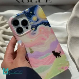 قاب گوشی فانتزی گربه و شب پر ستاره