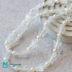 بند آویز مروارید سفید و پاپیون