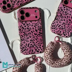 قاب گوشی دخترانه کلاسیک پلنگی آویزدار