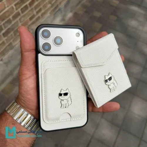 قاب گوشی طرح karl & wallet سفید گربه