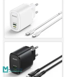 شارژر دیواری فست شارژ یسیدو YC44 به همراه کابل Type-C به Lightning کد CH1228 | لوازم جانبی مسلمی